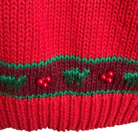 Jennifer Moore Festive Ugly Christmas Sweater Vest Women's L Red Hand Knitted - Picture 8 of 17